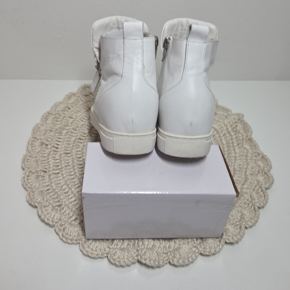 NEW ALL BLACK HI TOP & ZIP WHITE FASHION SNEAKERS sz 37 STREETWEAR ATHLEISURE - Picture 6 of 15
